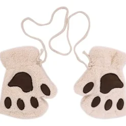 Kvinder Piger Varm Halv Finger Plys Handsker Handsker Sød Panda Hund Pote Handsker
