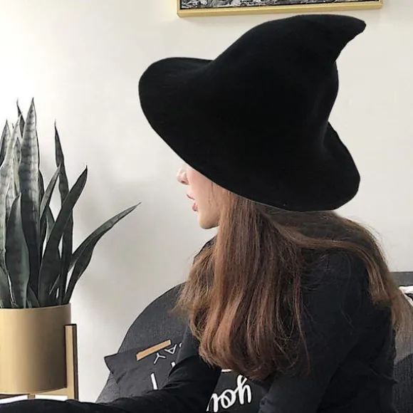 Kvindernes Halloween Heksehat Uld Hat Bred Skygge Spire Strikket Stil 4