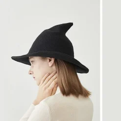 Kvindernes Mode Søde Uld Store Skyggede Heks Spidse Hatte Strikkede
