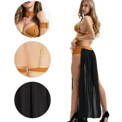 Kvinders Halloween Cosplay Tøj, Sexy Kostume Prinsesse Slave Miss Manners Uniform, Prinsesse Leia Fange Voksen Kostume Sort M Black M