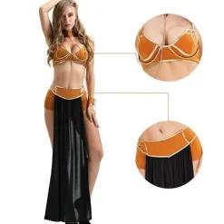 Kvinders Halloween Cosplay Tøj, Sexy Kostume Prinsesse Slave Miss Manners Uniform, Prinsesse Leia Fange Voksen Kostume Sort M Black M