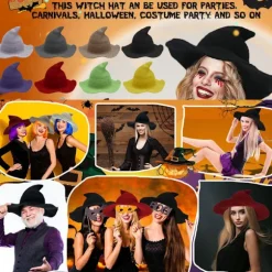 Kvinders Halloween Heksehat Uldhat Bred Skygge Spids Strikket Stil 4