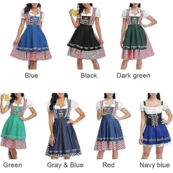 Kvinders Oktoberfest Kostume Voksen Dirndl Tysk Traditionel Bayersk Ølfestival Karneval Fraulein Cosplay Maid Kjole Outfit -a Black XXL