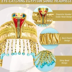 Kvindes Egyptisk Slangehovedbånd Krone Perlehovedbånd Kostume Tilbehør Hovedbeklædning Gold