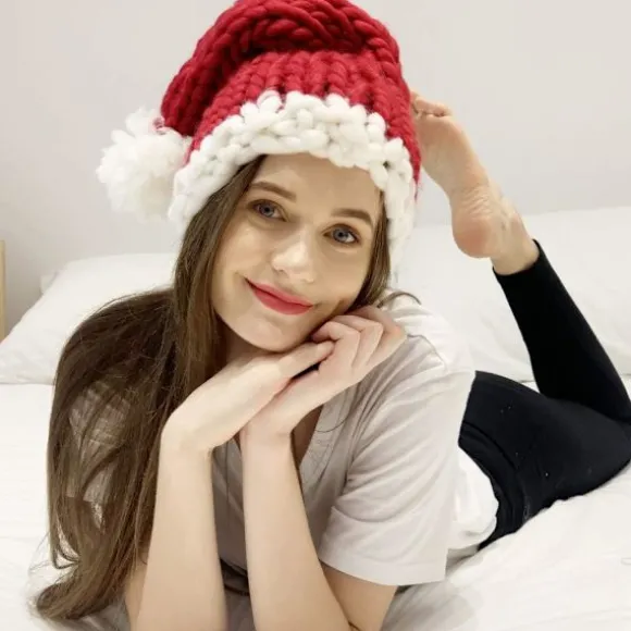 L Voksen Julehat Dame Vinter Strikhue Mode Hat