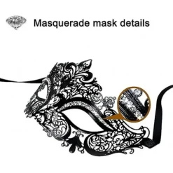 Lady Of Luck Maskerade Masker, Venetianske Masker, Metal Maskerade Maske til Kvinder Laserskåret Festmaske (sort Maskerade Maske kompatibel Kvinder) | Fyndiq