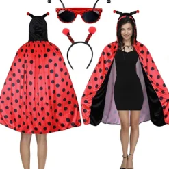 Ladybug kostume dame, ladybug kostume kappe, ladybug kappe med hætte, karneval damer kappe ladybug kappe kostume til voksne, karneval, temafest—max