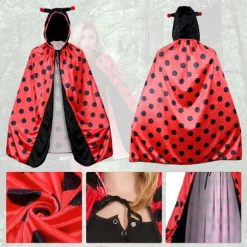 Ladybug kostume dame, ladybug kostume kappe, ladybug kappe med hætte, karneval damer kappe ladybug kappe kostume til voksne, karneval, temafest—max