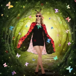 Ladybug kostume dame, ladybug kostume kappe, ladybug kappe med hætte, karneval damer kappe ladybug kappe kostume til voksne, karneval, temafest—max