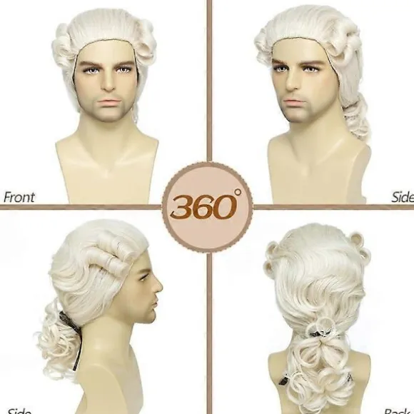 Lang Bølget Beige Paryk Washington Halloween Kostume Cosplay Paryk
