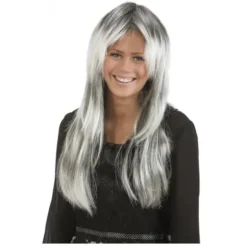 Lang Grå Paryk - Halloween & Udklædning gray one size