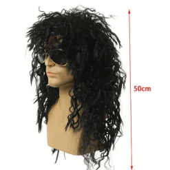 Lang Krøllet Paryk Sort Paryk Mandlig Cosplay Parykker Puffet Høj Fiber Til One Size