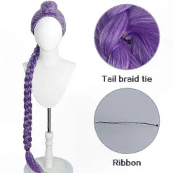 Lang Syntetisk Cosplay Paryk til Kvinder Piger, Anime Idol Sceneoptræden Hår Kostume Tilbehør Black purple Zoey