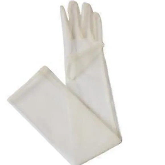 Lange elegante tylhandsker 55 cm ultratynde handsker kjolehandsker bryllups albuehandsker til teselskaber Halloween kostume Champagne Champagne
