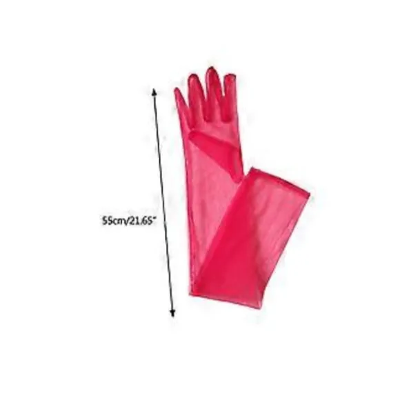 Lange elegante tylhandsker 55 cm ultratynde handsker kjolehandsker bryllups albuehandsker til teselskaber Halloween kostume Champagne Champagne