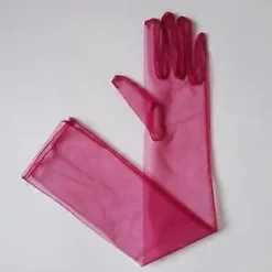 Lange elegante tylhandsker 55 cm ultratynde handsker kjolehandsker bryllups albuehandsker til teselskaber Halloween kostume Champagne Champagne