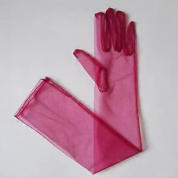 Lange elegante tylhandsker 55 cm ultratynde handsker kjolehandsker bryllups albuehandsker til teselskaber Halloween kostume Champagne Champagne