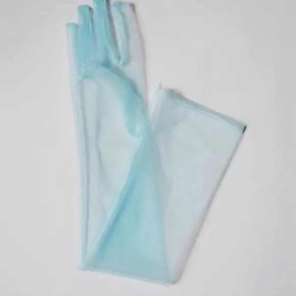 Lange elegante tylhandsker 55 cm ultratynde handsker kjolehandsker bryllups albuehandsker til teselskaber Halloween kostume Champagne Champagne