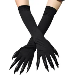 Lange Fingernegl Handsker Halloween Albuelængde Klo Ærme Cosplay Spøgelsesvanter Gotiske Spøgelseshandsker Uhyggelige Festrekvisitter