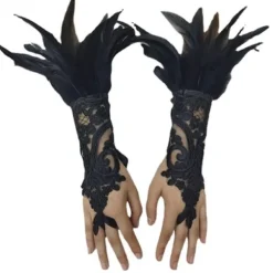 Lange handsker naturlig fjer 1 1 1