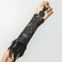 Lange handsker naturlig fjer 1 1 1