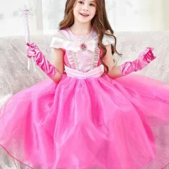 Lange handsker til børn, prinsesse danseforestilling scenehandske rose red