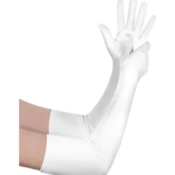 Lange Opera Satinhandsker til Kvinder, Elastiske Sorte Albuelange Handsker til Damer, Bryllups Aftenfest Dansehandsker i 1920'er Stil, Fancy Dress white( ) | Fyndiq