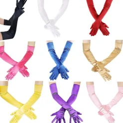 Lange satinhandsker til kvinder, bryllupshandsker, scenehandsker, dansehandsker, satinhandsker, bankethandsker, gallahandsker, kongeblå Royal Blue