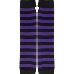 Lange Strikkede Vanter Knæhøje Stribede Strømper Leggings Udklædningstilbehør 2 Par Sæt, Sort og Lilla, One Size rosa-FY pink