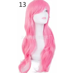 Langt krøllet hår ender kostume cosplay paryk 70CM langt bølget hår sæt paryk Cos Anime paryk (Pink)