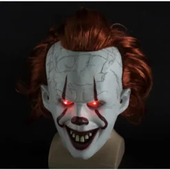 Latex Horror LED Maske Halloween Pennywise Cosplay Klovn Karneval Kostume (FMY)