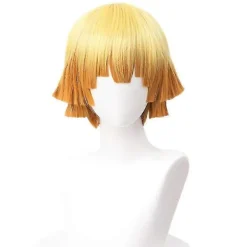[LCS] Halloweenfest Demon Slayer Agatsuma Zenitsu Cosplay Festkostume Outfit Anime Sæt Kun gaver Paryk, Kun CJY Paryk Only Wig S
