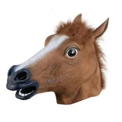 [LCS] Realistiske hestehovedmasker Fuldhoved Pelsmanke Latex Uhyggelig Dyremaske til Halloweenfestkostume