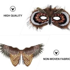 [LCS]1 sæt uglevinger maske dyr ugle kostume sæt sceneoptræden rekvisit børnelegetøj Owl pattern 98X38X1CM