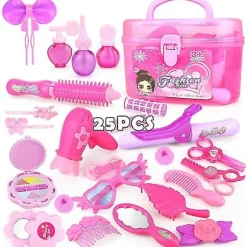 [LCS]25 Udklædningsbørne-makeup-legetøj Pink Prinsesse Frisør Simulation Plastiklegetøj Pige Kosmetik