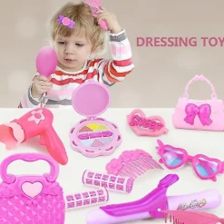 [LCS]25 Udklædningsbørne-makeup-legetøj Pink Prinsesse Frisør Simulation Plastiklegetøj Pige Kosmetik