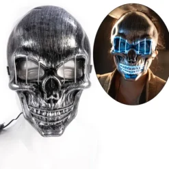 LED Glødende Masker Kranieform Lysmaske Dansefester Bar Dansemaske PP Masker