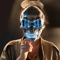 LED Glødende Masker Kranieform Lysmaske Dansefester Bar Dansemaske PP Masker
