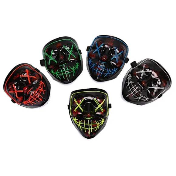 LED Glow Maske EL Wire Lys Op The Purge Film Kostume Pink