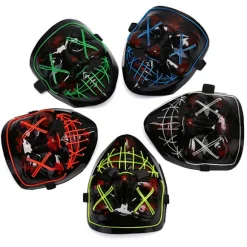 LED Glow Maske EL Wire Lys Op The Purge Film Kostume Pink
