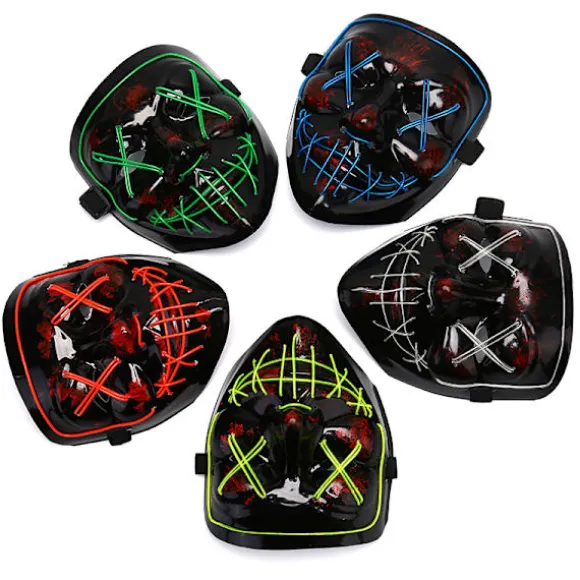 LED Glow Maske EL Wire Lys Op The Purge Film Kostume Pink