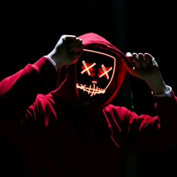 LED Halloween-maske, PVC og EL-koldt lys, Purge Horror, 3 lystilstande, til maskerade og fest