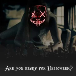 LED Halloween-maske, PVC og EL-koldt lys, Purge Horror, 3 lystilstande, til maskerade og fest