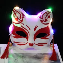 LED Halv-Ansigt Kat Rævemaske | Japansk Kitsune Lysende Fest Cosplay Maske* Color model 2