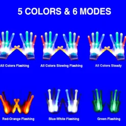 LED Handsker, LED Handsker til Børn Teenagere og Voksne Gave, LED Finger Handsker, Fingerlys Handsker, Velegnet til 9