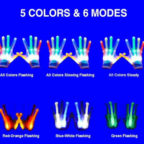 LED Handsker, LED Handsker til Børn Teenagere og Voksne Gave, LED Finger Handsker, Fingerlys Handsker, Velegnet til 9