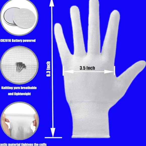 LED Handsker, LED Handsker til Børn Teenagere og Voksne Gave, LED Finger Handsker, Fingerlys Handsker, Velegnet til 9