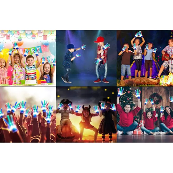 LED Handsker, LED Handsker til Børn Teenagere og Voksne Gave, LED Finger Handsker, Fingerlys Handsker, Velegnet til 9