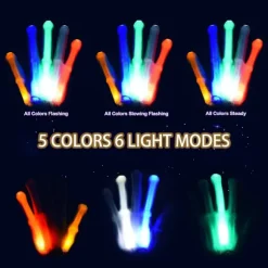 LED Handsker, Lysende Skelet Handsker Glødende med 5 Farver og 6 Blinkende Tilstande, Halloween Jul Fødselsdag Cosplay Festival Fest Gave, Bedste Gaver Fo | Fyndiq
