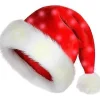 LED Hat sjov hat Plys Julemandshat Lysende Sjove Hatte til Børn Voksne Indbyggede Lys Rød Julemandshat Klassisk Cosplay Hat, Hat til Voksne, Børn